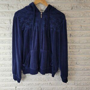 Whisper Me Womens Sweatshirt 3X Plus Hoodie Blue Velour Pockets SWE142E